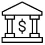 icon of a government building with a dollar sign between two pillars.